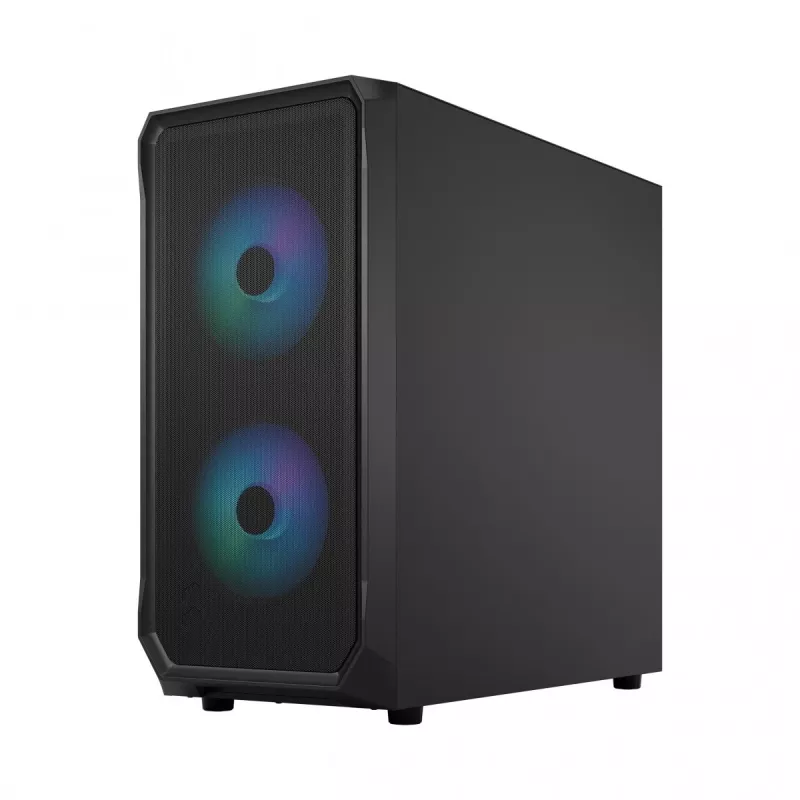 Fractal Design Focus 2 RGB korpusas su grūdinto stiklo šonine sienele, vidutinis bokštas ATX, juodas