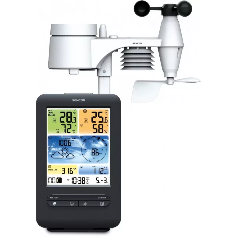Sencor SWS 9898 profesionali Wi-Fi orų stotelė su 5 viename jutikliu, juoda