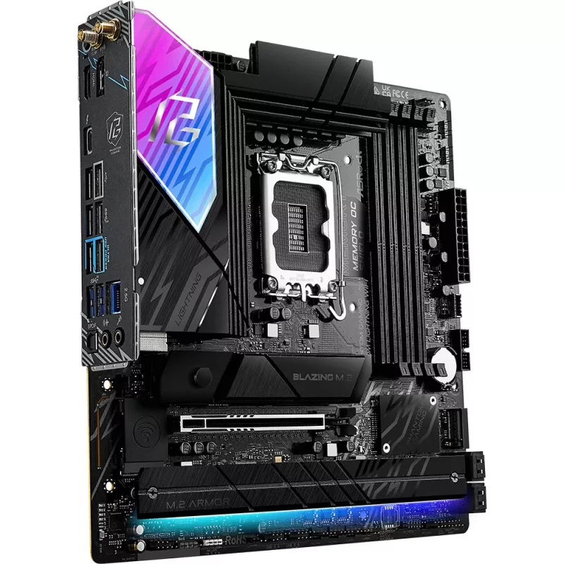 Motininė plokštė ASRock B860M Lightning WiFi – Intel B860, LGA1851, microATX, DDR5, 4 DIMM, Wi‑Fi 6E, 2.5Gb LAN, Thunderbolt 4
