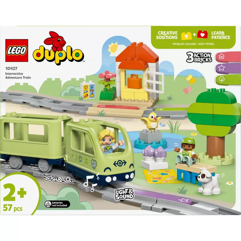 Traukinukų rinkinys LEGO DUPLO Interaktyvi nuotykių geležinkelis 10427, 57 dalių, 2 minifigūrėlės, nuo 2 metų