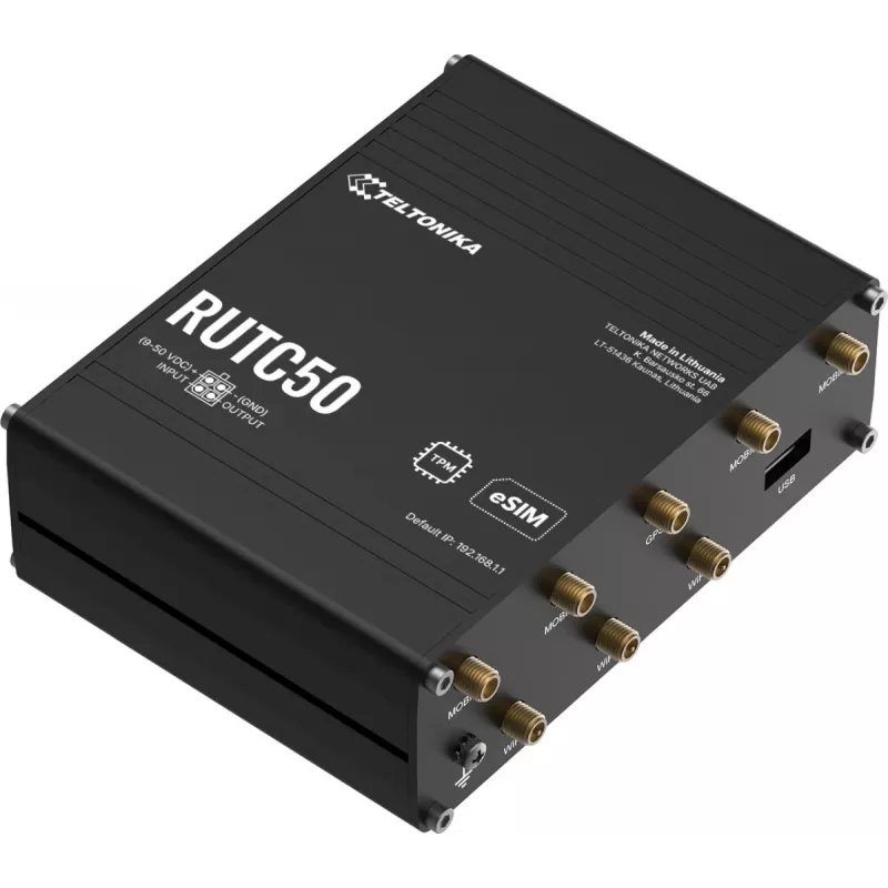 TELTONIKA NETWORKS RUTC50 V2 maršrutizatorius su eSIM, 5G/4G/LTE/3G, WiFi 6