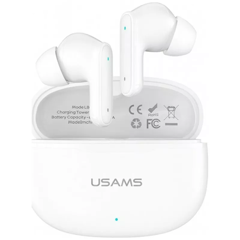 Belaidės ausinės USAMS E05 TWS Bluetooth 6.0 baltos