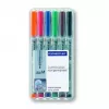 Markeris Staedtler 315 WP6 universalus, 6 spalvų rinkinys (juoda, mėlyna, ruda, žalia, oranžinė, raudona)
