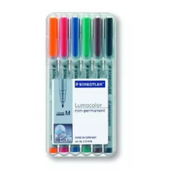 Markeris Staedtler 315 WP6 universalus, 6 spalvų rinkinys (juoda, mėlyna, ruda, žalia, oranžinė, raudona)