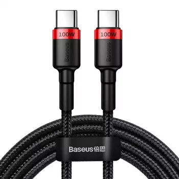 Baseus Cafule PD2.0 100W greito įkrovimo USB Type-C laidas (20V 5A) 2m Raudonas+Juodas