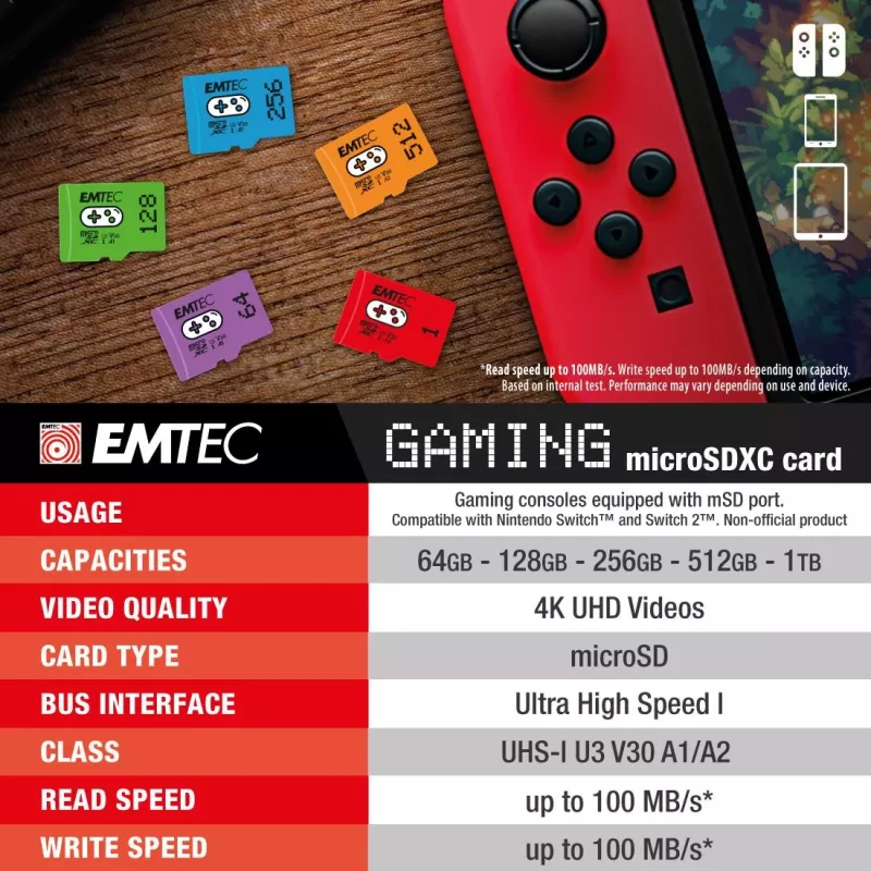 MicroSDXC kortelė Emtec Gaming 512 GB
