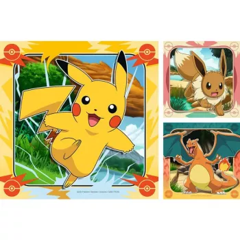 Dėlionė Ravensburger Pikachu, Charizard ir Eevee – 147 dalių, nuo 5 metų, 210×? mm