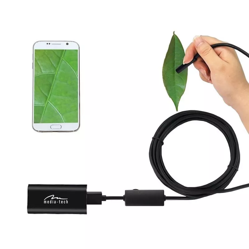 WiFi endoskopas MEDIA-TECH MT4099, 8 mm zondas, 5 m laidas, IP67, 1280×720@30fps, 70° žiūrėjimo kampas, 800 mAh baterija