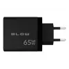 LCD sieninis įkroviklis su USB lizdu ir 2x USB-C PD 65W GAN, juodas, su vatmetru