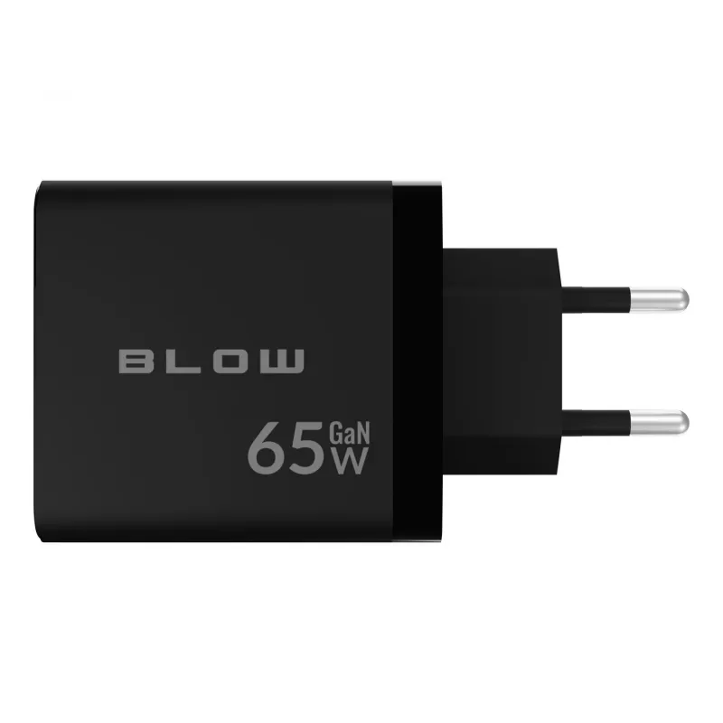 LCD sieninis įkroviklis su USB lizdu ir 2x USB-C PD 65W GAN, juodas, su vatmetru