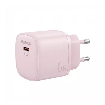 Įkroviklis Baseus PicoGo GaN 45W EU Rožinis – USB-C PD 45W kompaktiškas stalinis įkroviklis