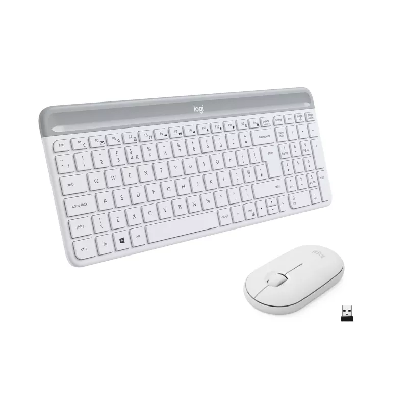 Belaidis klaviatūros ir pelės rinkinys Logitech Slim Wireless Combo MK470, 2,4 GHz, ispaniškas, baltas (920-009199)