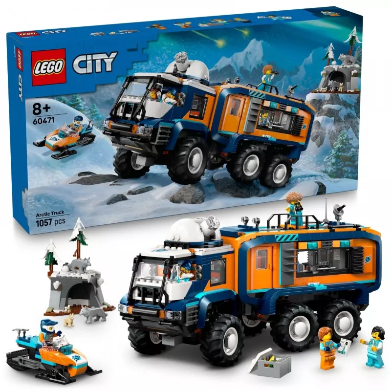 LEGO City Arktinis tyrinėjimų sunkvežimis 60471 – 1064 dalių rinkinys su 4 minifigūromis, mobilia laboratorija, nuo 8 metų