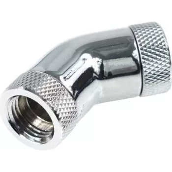 Alphacool HF kampinis adapteris 45° - G1/4 sukamas - 2x vidinis sriegis - chromuotas (17053)