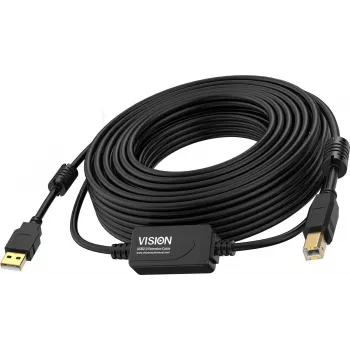 USB kabelis Vision TC 10MUSB+/BL/2 USB 2.0 10m USB A USB B juodas