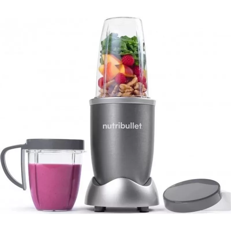 Cup blenderis NUTRIBULLET NB606B 600 W, Tritan ąsotis 0,7 L, 6 peiliukai, 1 greitis, 500 ml puodelis, pilka