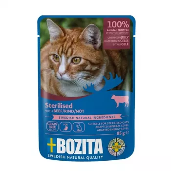 Šlapias kačių ėdalas BOZITA sterilised beef jellied pieces 85 g