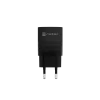 NATEC Ribera GaN NUC-2141 sieninis įkroviklis, 30W, USB-C PD 3.0 + USB-A QC 3.0, 110–240V, juodas