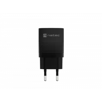 NATEC Ribera GaN NUC-2141 sieninis įkroviklis, 30W, USB-C PD 3.0 + USB-A QC 3.0, 110–240V, juodas