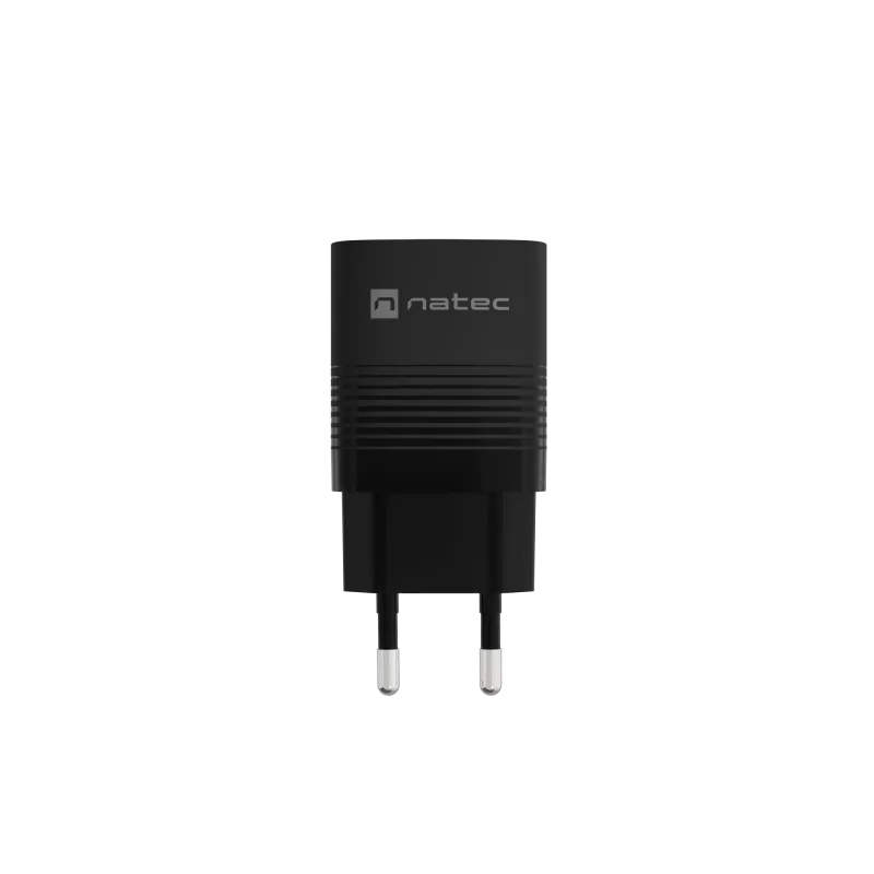 NATEC Ribera GaN NUC-2141 sieninis įkroviklis, 30W, USB-C PD 3.0 + USB-A QC 3.0, 110–240V, juodas