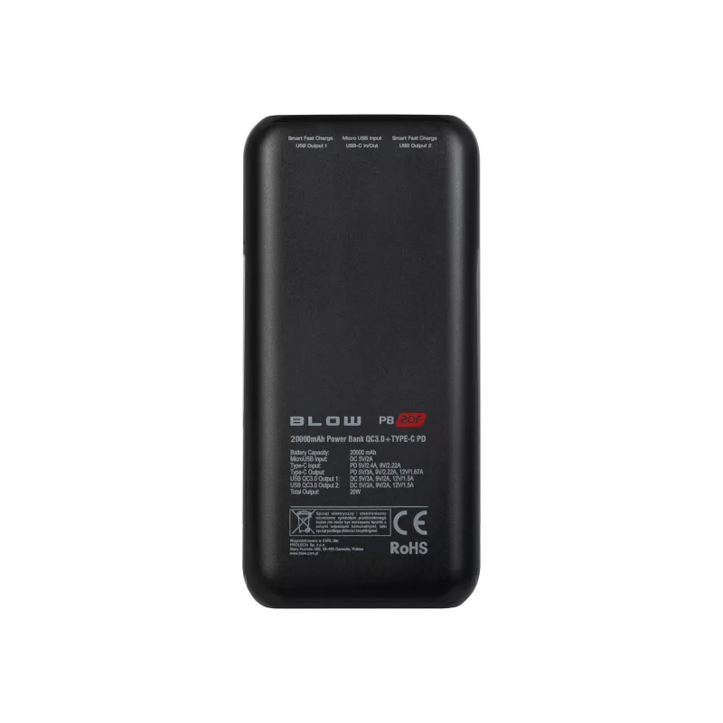 BLOW PB20E Power Bank 20000mAh QC+PD 20W su Lightning kabeliu