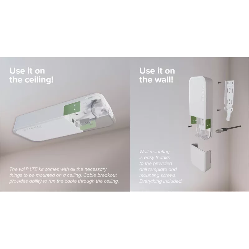 Belaidžio ryšio prieigos taškas MikroTik wAP LTE kit 2024 — 2.4 GHz, 300 Mbps, IP54, PoE, SIM lizdas