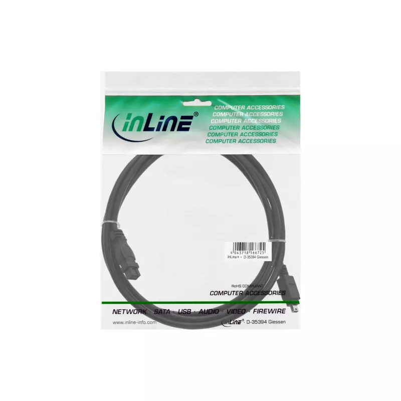 Laidas FireWire 400 į 800 InLine 34901 1m Vyriškas/Vyriškas Juodas