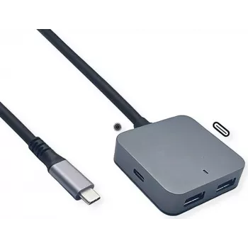 VALUE USB centras 12.99.1126 — USB 3.2 Gen 2 (Type-C pagrindinis) 4 prievadai (2×A + 2×C) 10000 Mbit/s, juodas