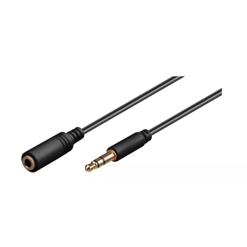 Wentronic Goobay 3,5 mm garso ilginimo laidas, juodas, 5 m - kištukas 3,5 mm (3 kontaktai, stereo) > lizdas 3,5 mm (3 kontaktai, stereo) (97122)