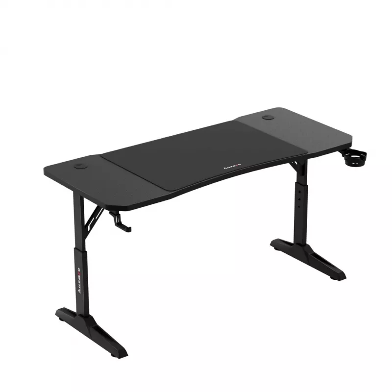 Gaming stalas huzaro Hero 3.6 – stačiakampis 1400×600 mm, aukštis reguliuojamas 560–790 mm, juodas, H kojos, 15 mm stalviršis