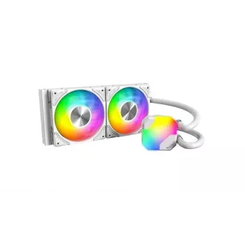AIO vandens aušintuvas Montech Hyper Flow ARGB 240 mm White – 240 mm radiatorius, ARGB apšvietimas, balta spalva