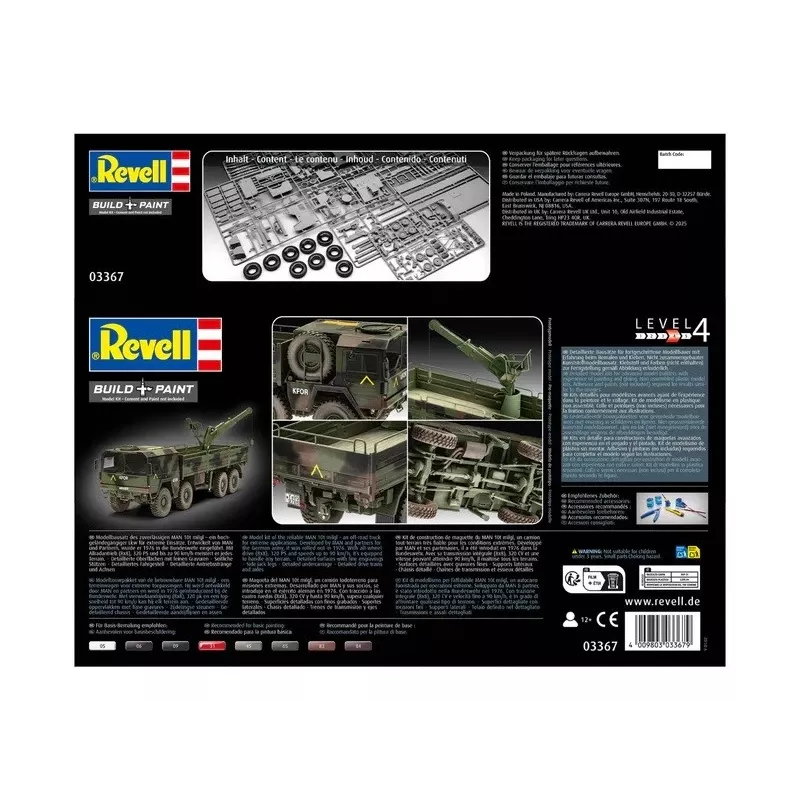 Plastikinis modelio rinkinys REVELL Man 10T Milgl 8x8 sunkvežimis 1/35 mastelis
