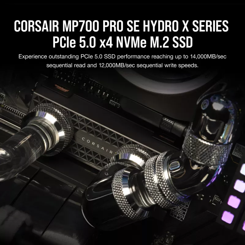 SSD Corsair MP700 PRO SE Hydro X 2 TB M.2 PCIe 5.0 14000 MB/s Skaitymo 12000 MB/s Rašymo