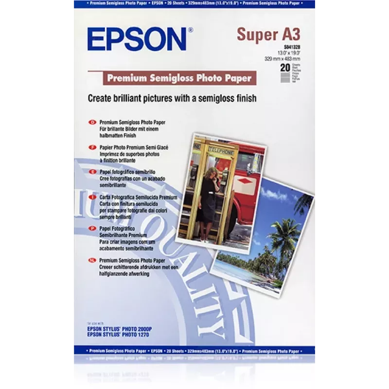 Epson Premium Semigloss Photo Popierius, DIN A3+, 250 g/m², 20 lapų