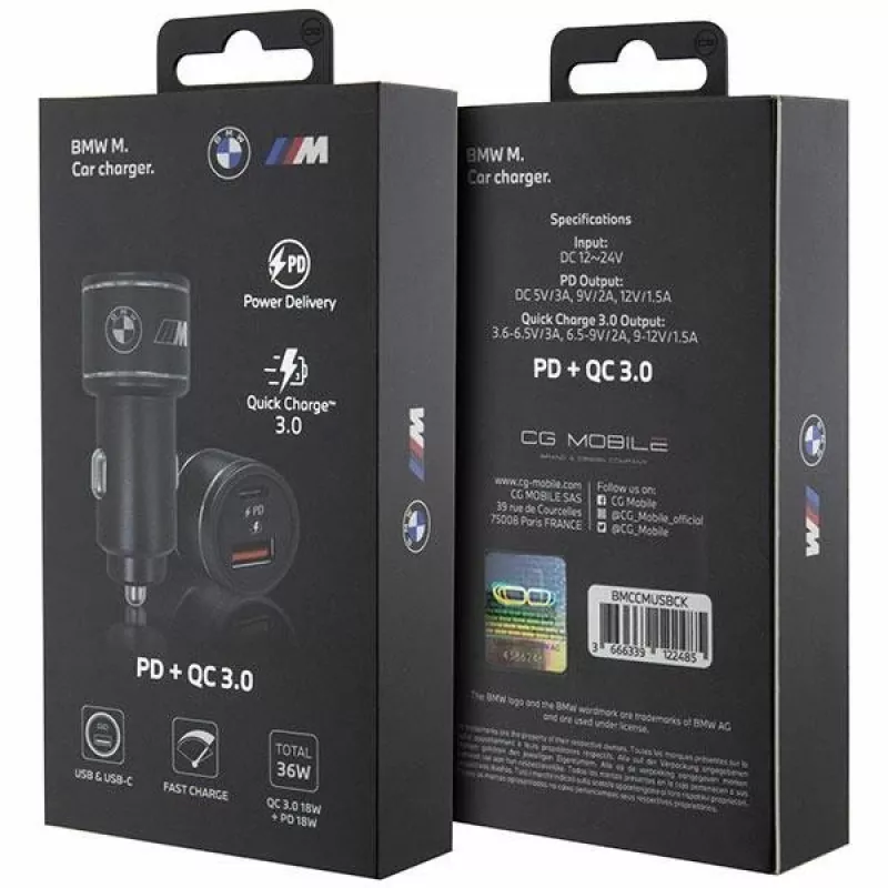 Automobilinis įkroviklis 20W PD-QC 3.0 Greitasis įkrovimas juodas
