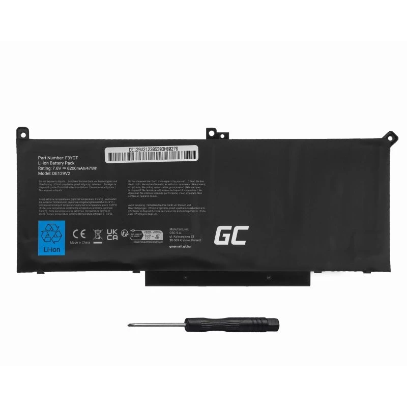 Nešiojamojo kompiuterio baterija F3YGT 7,6V 6200mAh skirta Dell Latitude 7280 7290 7380 7490