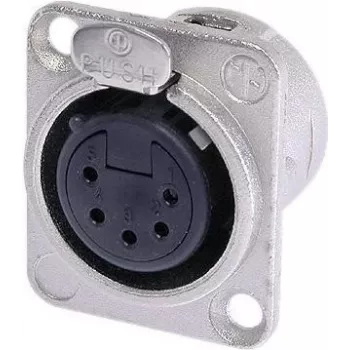 Neutrik NTR-NC5FDL1 (NC5FD-L-1) 5-polių XLR kištukas, juodas/sidabrinis