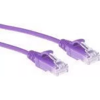ACT Purple 1,5 m CAT6 U/UTP plonas duomenų centro pataisos kabelis, LSZH, su apsauga nuo užkliuvimo, RJ45 jungtimis