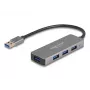 DeLOCK 63171 USB 3.2 Gen 1 4 prievadų USB-A šakotuvas, pilkas, metalinis korpusas