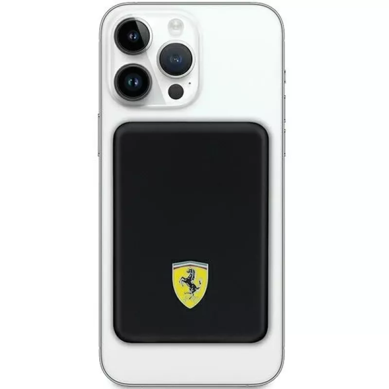 Ferrari Powerbank FEPB5MNCAK 15W 5000mAh Juoda/juodas Metalinis Logotipas MagSafe