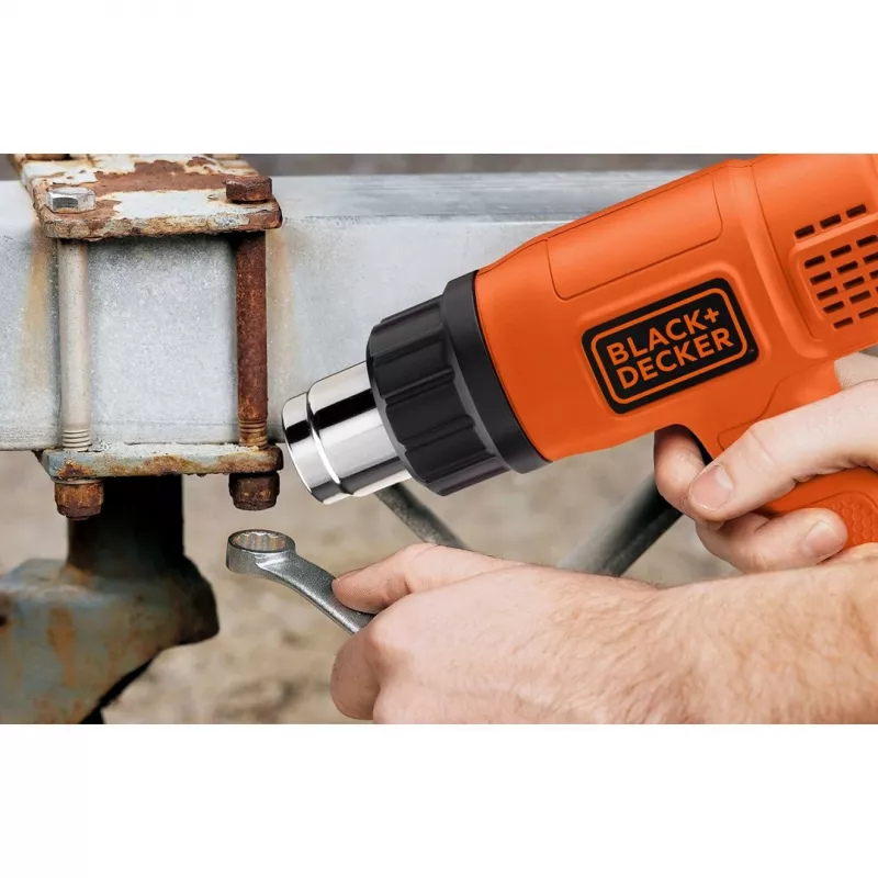 Šilumos pistoletas Black & Decker KX1650 — 1750 W, iki 600 °C, oro srautas 570–740 l/min, 2 m laidas, 600 g