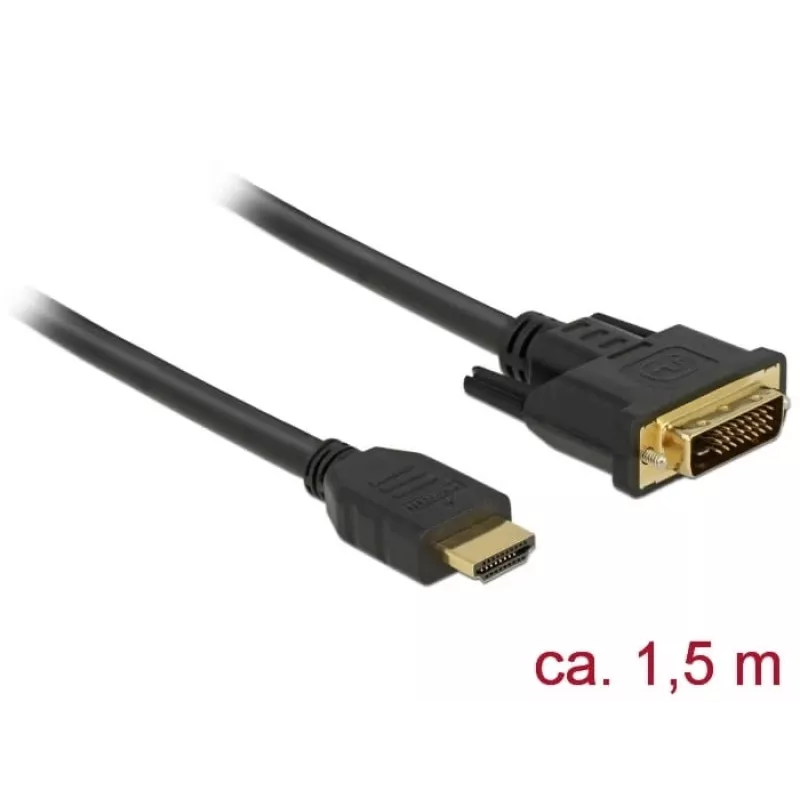 Laido adapteris DeLOCK 85653 1,5 m HDMI A tipo – DVI juodas