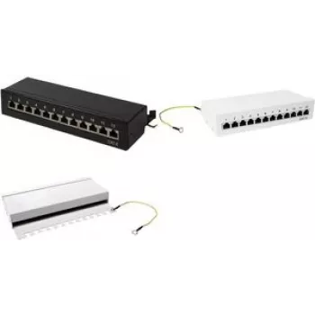 LogiLink sieninis pataisų skydelis – 12x RJ-45, šviesiai pilkas (RAL 7035)