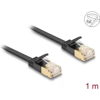 DeLOCK RJ45 Cat.6A U/FTP plokščias tinklo kabelis 1 m juodas