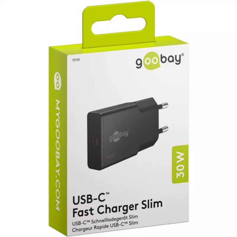 Goobay USB-C™ PD GaN greitasis įkroviklis Slim (30 W) juodas