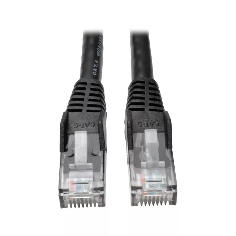 Eaton Tripp Lite Series Cat6 Gigabit belaidis kištukinis (UTP) Ethernet kabelis (RJ45 M/M), PoE, juodas, 5 pėdos (1,52 m) - Pataisos kabelis - RJ-45 (M) į RJ-45 (M) - 1,52 m - UTP - CAT 6 - Liežuvėlis