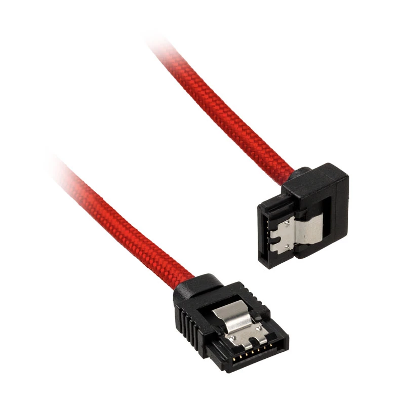 Corsair Premium Sleeved SATA kabelis, lenktas, Raudonas 60cm - 2 vnt. pakuotė