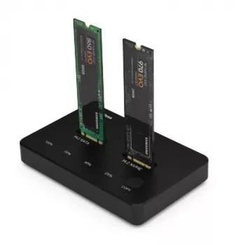 Docking stotelė 2x M.2 NVMe + SATA SSD iki 10 Gbps