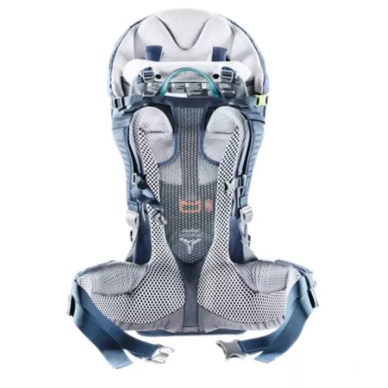 Kuprinė nešiojimui vaikams Deuter Kid Comfort Pro, mėlyna, poliamidas, maks. 22 kg, skėtis nuo saulės, šoninė kišenė