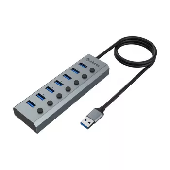 USB šakotuvas Akasa AK-HB-21BKCM aliuminis USB 3.2 Gen 1 5000 Mbit/s
